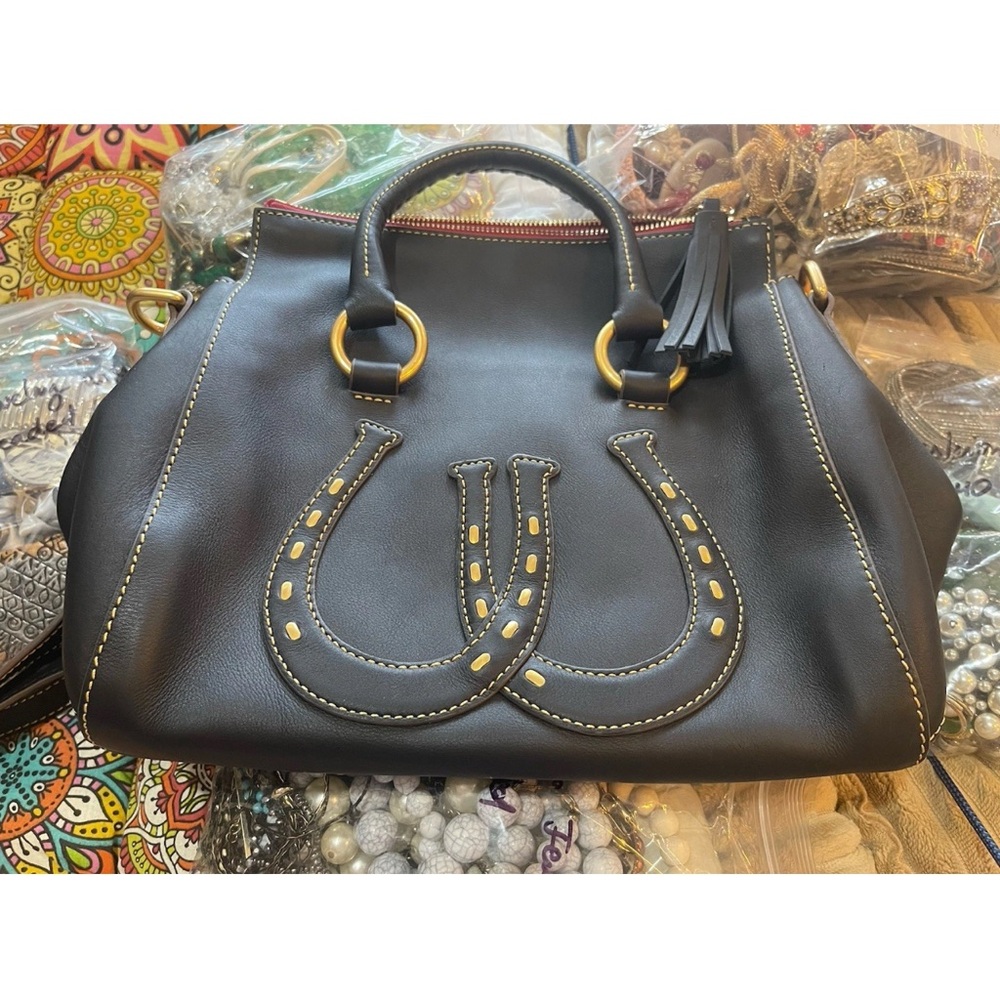 DooneyBourke V1414928ExclusiveRare Black Leather Satchel HorseShoes NWOT
